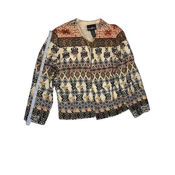 Positive Attitude Geometric Floral Print Jacket Women's L Lightweight Cotton - Picture 8 of 10